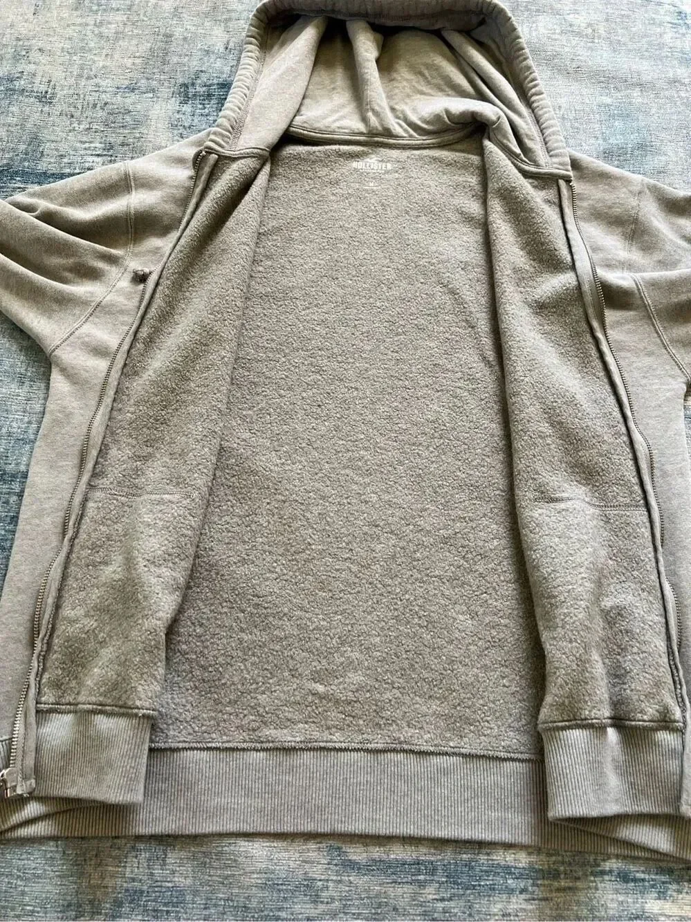 Hollister Heathered Gray Full Zip Hoodie Medium